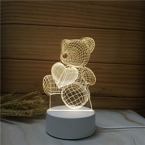 Veilleuse LED 3D Ours d'amour DY-40
