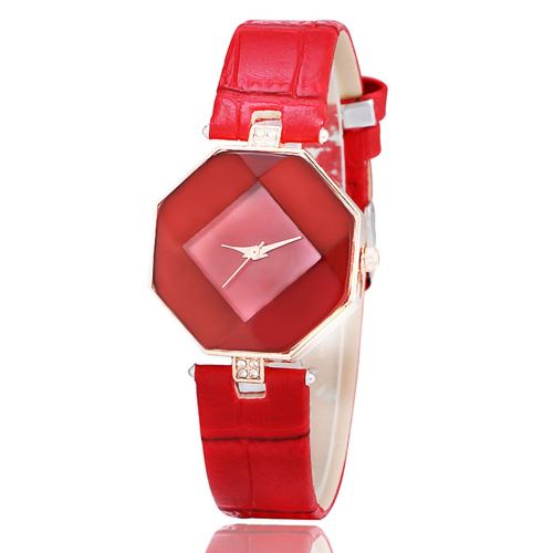 Montre femme coréenne de haute qualité tempérament quartz losange - rouge