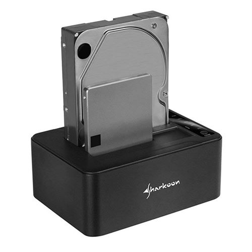 Sharkoon base de conexión quickport duo clone usb 3.1 type c negro