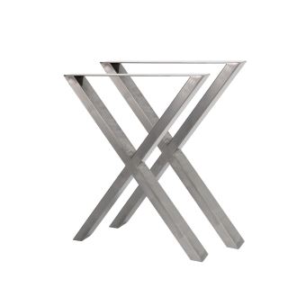 HOMCOM Lot de 2 Pieds de Table en Acier en Forme de Croix - 80L x 4l x