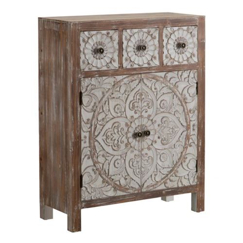 Confiturier 2 portes, 3 tiroirs Marron blanchi Chinois - PEKIN