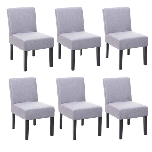 6x chaise de salle à manger MENDLER HWC-F61, fauteuil lounge, tissu/textil gris