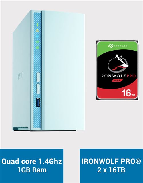 QNAP TS-230 Serveur NAS IRONWOLF PRO 32To (2x16To)
