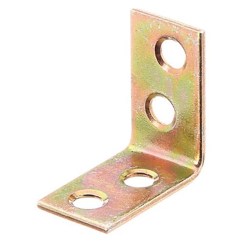 Gah-Alberts 332303 Lot de 12 équerres de chaise en acier brut Jaune galvanisé 25 x 25 x 14,5 mm Épaisseur 1,75 mm