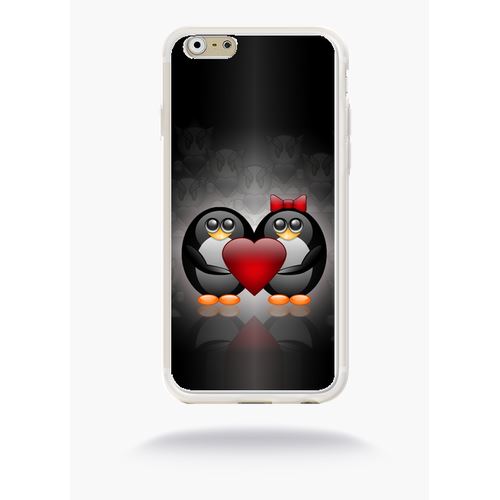 Coque Pinguoin Coeur Rouge Compatible Apple Iphone 6s Silicone Blanc Mat