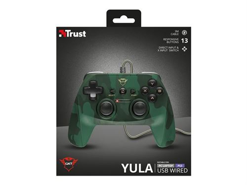 Trust GXT 540C Yula - Camo Edition - manette de jeu - 13 boutons - filaire - vert - pour PC, Sony PlayStation 3