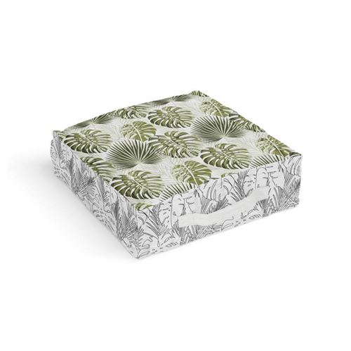 Coussin de sol Nouméa - 100% Coton - 40 x 40 cm - Vert et blanc