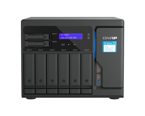  QNAP TS-855X - Serveur NAS - 8 Baies - SATA 6Gb/s - RAID 0, 1, 5, 6, 10, JBOD, 50, 60 - RAM 8 Go - 2.5 Gigabit Ethernet / 10 Gigabit Ethernet - iSCSI support 