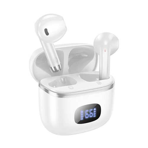 Non Communiqué Blanc Ecouteurs Bluetooth Sans Fil Avec Affichage Led Et Longue Autonomie Yonis