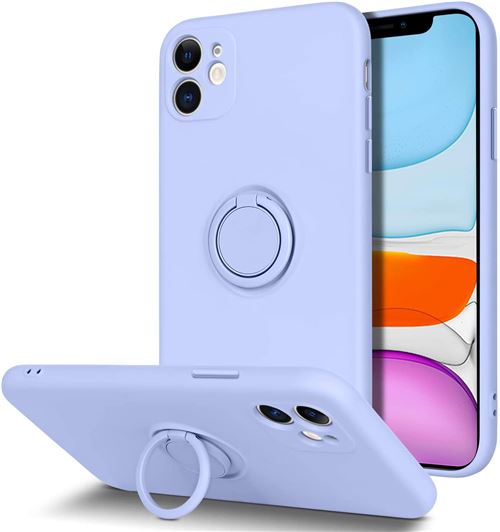 Coque Silicone Pour iPhone 11 Couleur Bleu Avec Anneau Support Little Boutik®