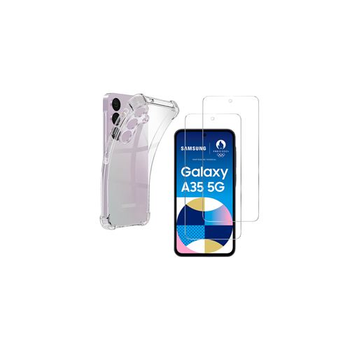 Coque antichoc pour Samsung Galaxy A35 5G et 2 Verres Trempé Film Protection Ecran Phonillico®