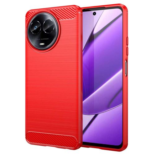 Coque pour Realme 11 5G / Realme C67 5G - housse etui silicone gel carbone + verre trempe - ROUGE - htdmobiles