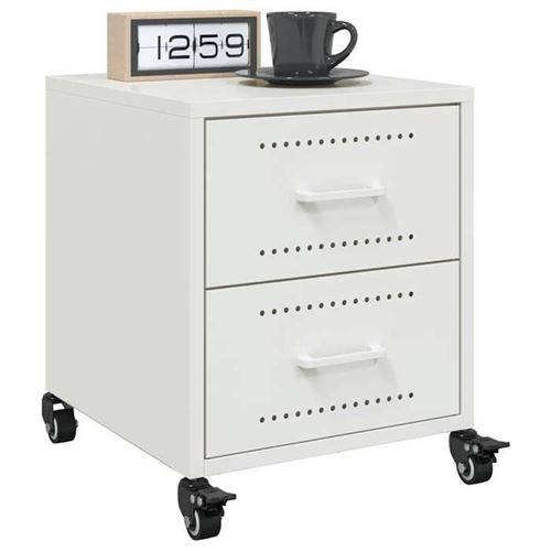 vidaXL - Table de chevet - Acier - Blanc - 36x39x43,5 cm - Set de 2 - Image 2