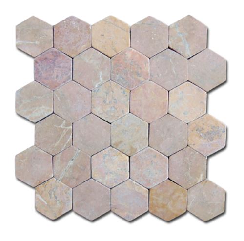 Carrelage mosaïque (Boite de 1m²) /Plaque de mosaïque mur et sol en marbre naturel coloris rose - 33 x 33 cm - PEGANE -