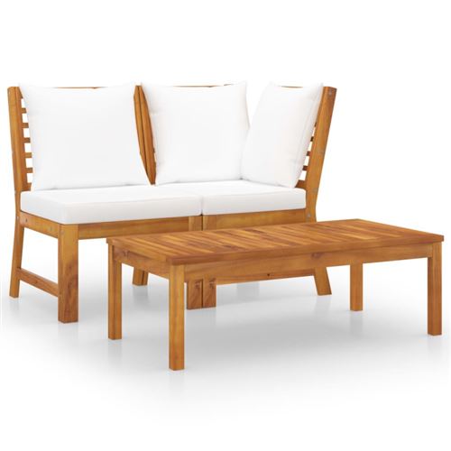 Non Communiqué Beige Salon De Jardin Modulable Vidaxl Bois 2 Personnes 3 Pieces