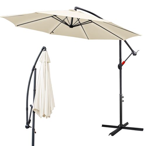 Ø350cm Parasol LED Solar Market Parapluie Cantilever Parapluie Jardin Parapluie Inclinable,beige