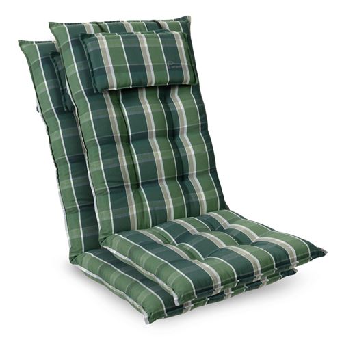 Coussin de chaise de jardin -Blumfeldt Sylt -120 x 50 x9 cm -2 pièces -Vert / Gris