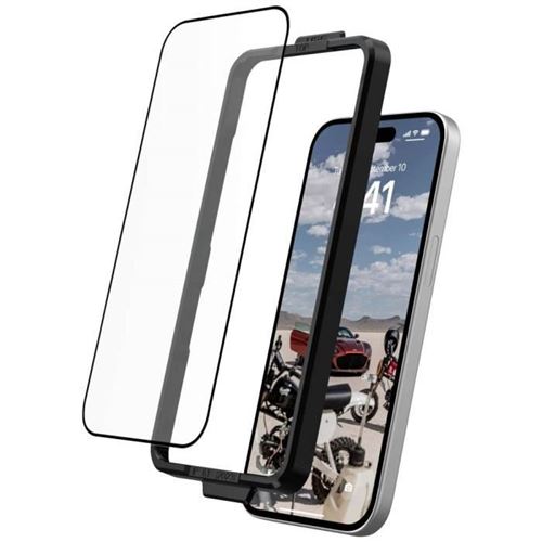 UAG UAG Screen Protector for iPhone 15 [6.1 in] - Clear/Black - Protection d'écran pour téléphone portable - verre - couleur de cadre noir - pour Apple iPhone 15