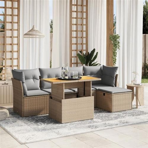 vidaXL - Salon de Jardin - Ensemble 6 pièces - Beige - Image 2