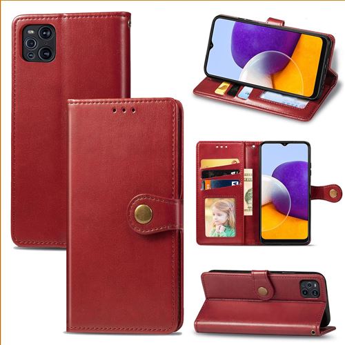 MPFRANCE Housse pour OPPO Find X3 Rouge [Porte Carte, etui portefeuille, boucle]