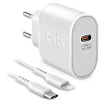 Chargeur secteur complet rapide 20W Avec cable USB type C vers Lightning MFI- SBS