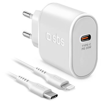 Chargeur secteur complet rapide 20W Avec cable USB type C vers Lightning MFI- SBS