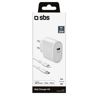 Chargeur secteur complet rapide 20W Avec cable USB type C vers Lightning MFI- SBS
