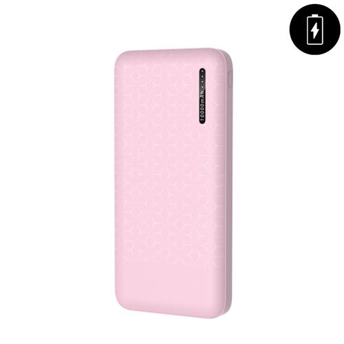 Batterie de secours 10 000 mAh avec port USB - Micro USB et USB C Rose