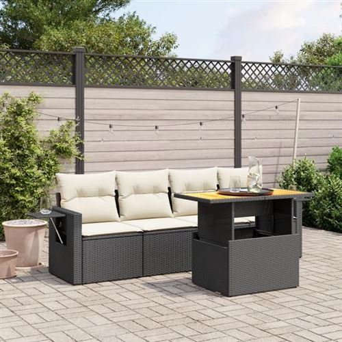 Vidaxl Noir Salon De Jardin 5 Pcs Avec Coussins - Image 2