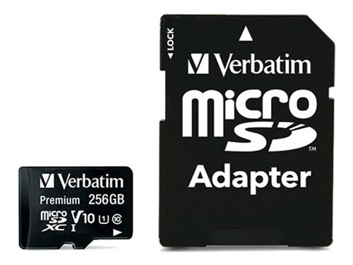 Verbatim Premium - Carte mémoire flash (adaptateur SD inclus(e)) - 256 Go - UHS Class 1 / Class10 - microSDXC UHS-I