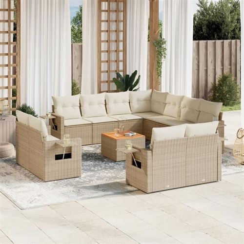Non Communiqué Beige Salon De Jardin Modulable Vidaxl Polyethylene 11 Personnes 12 Pieces