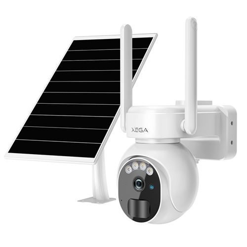 Xega 3G/4G LTE Caméra de Surveillance Solaire 2K avec Carte SIM, Sans Fil 355°/90°, Vision Nocturne, Détection Mouvement, IP66