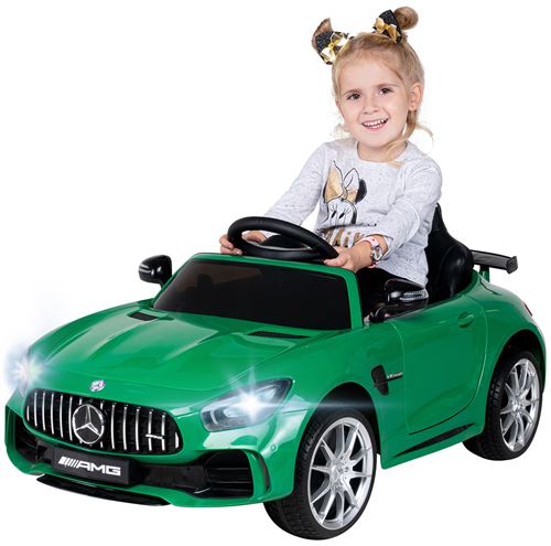 Voiture électrique pour enfants sous licence Mercedes AMG GT-R,50 watts, siège cuir, pneus EVA,verde