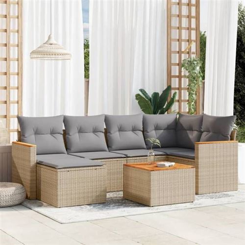 Non Communiqué Marron Salon De Jardin Modulable Vidaxl Rotin 6 Personnes 7 Pieces