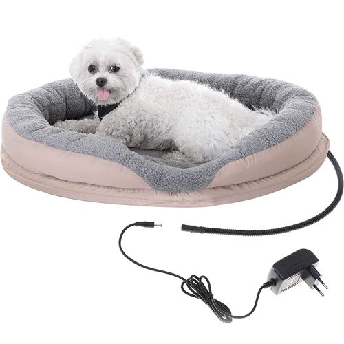 Comparer les prix de Panier pour Chiens et Chats électrique Chauffant - Camry CR7431, Rond 76 x 58 cm, Laine synthétique Douce, 18 W, Blanc/Marron