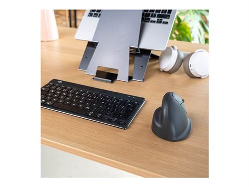 R-Go Souris verticale HE Basic - Souris verticale - ergonomique - pour droitiers - optique - 3 boutons - sans fil - Bluetooth 5.0 - noir