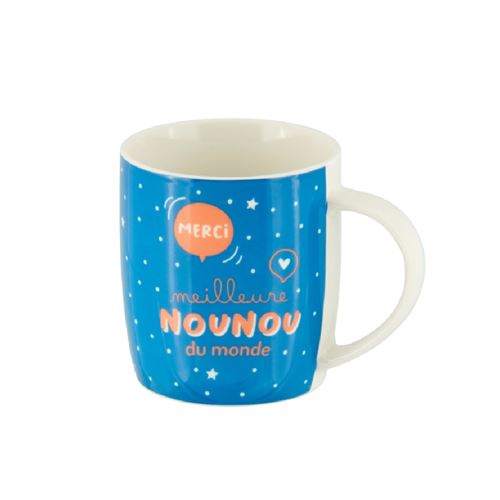 Mug Leman ( boite) - Meilleure Nounou du monde - - Derrière La Porte - Bleu - Porcelaine
