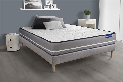 Non Communiqué Gris Ensemble Matelas Ressorts Ensachés Actiflex Pur 200X200cm 3Zones De Confort + Sommier Kit