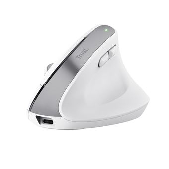 Trust Bayo+ Souris Ergonomique sans Fil Bluetooth + RF 2.4GHz, 50% de Plastiques Recyclés, Souris Verticale Rechargeable, Blanc - 1