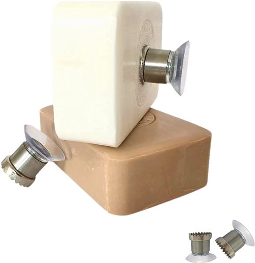 2 Pcs Porte Savon Aimanté avec Ventouse FONGWAN sans perçage-Argent