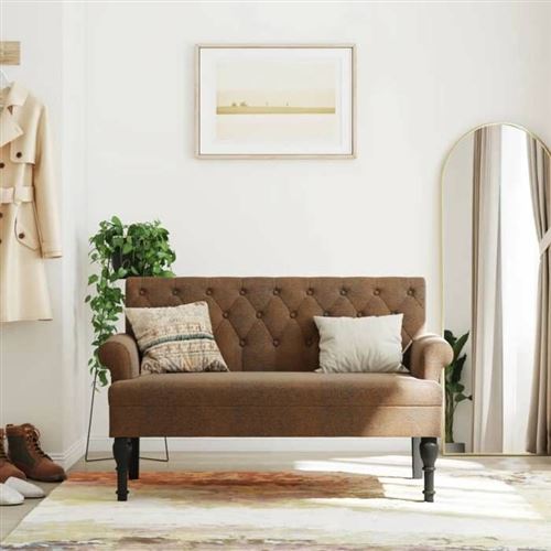 vidaXL Banc avec dossier marron 120x62x75,5 cm similicuir daim