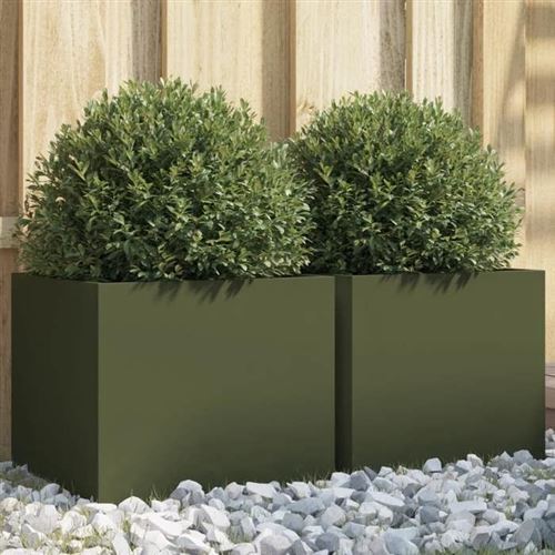 VIDAXL - Jardinières - Bacs à fleurs - Set de 2 - Vert - Image 3