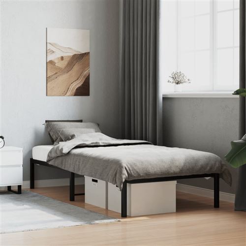 Vidaxl Noir Cadre De Lit Métal Sans Matelas 90X200 Cm - Image 3