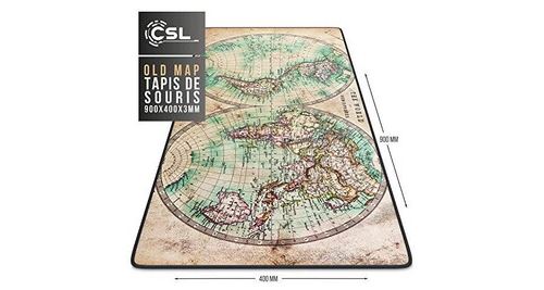 CSL- Tapis de Souris Gamer Carte du Monde Antique 900x400mm - sous-Main  Bureau hémisphère - Taille Large
