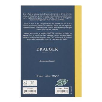 Carnet A6 Ligné - Bleu Nuit - Draeger Paris