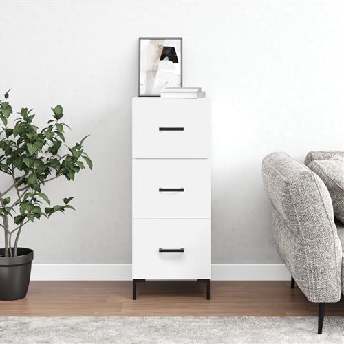 vidaXL - Buffet - Commode de Rangement - 3 Tiroirs - Moderne - Blanc - Image 2