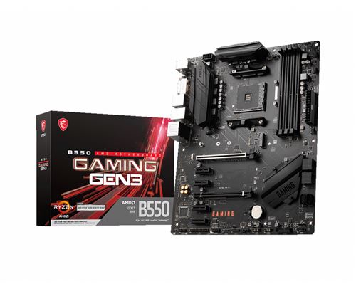MSI B550 GAMING GEN3 - Carte-mère - ATX - Socket AM4 - AMD B550 Chipset - USB 3.2 Gen 1, USB 3.2 Gen 2 - Gigabit LAN - carte graphique embarquée (unité centrale requise) - audio HD (8 canaux)