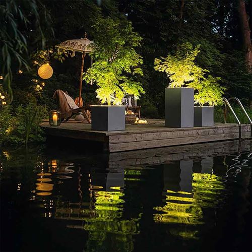 LECHUZA Jardinière CANTO Premium 40 LED Low ALL-IN-ONE 40x40cm charbon