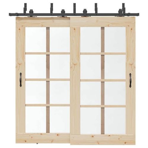Vidaxl - Kit Di Binari Per Porte Scorrevoli 213,5 Cm Acciaio Nero
