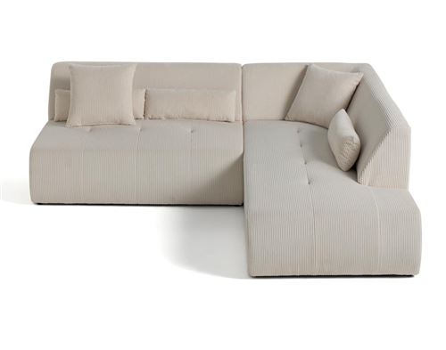 Bestmobilier Onyx/Beige - Canapé Modulable D'angle Droit - 5 Places - En Velours Côtelé - Image 2